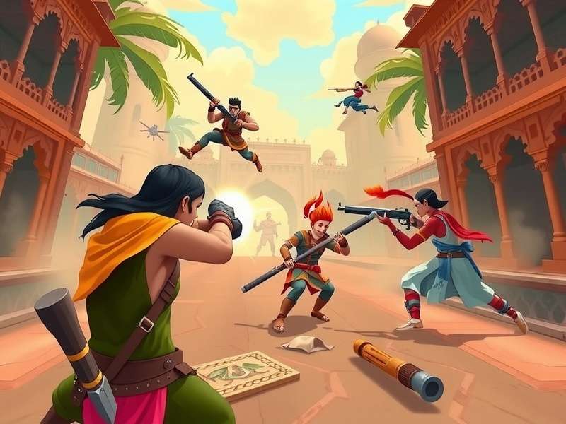 Hindustan Headshot Hero gameplay screenshot showing Indian characters in combat